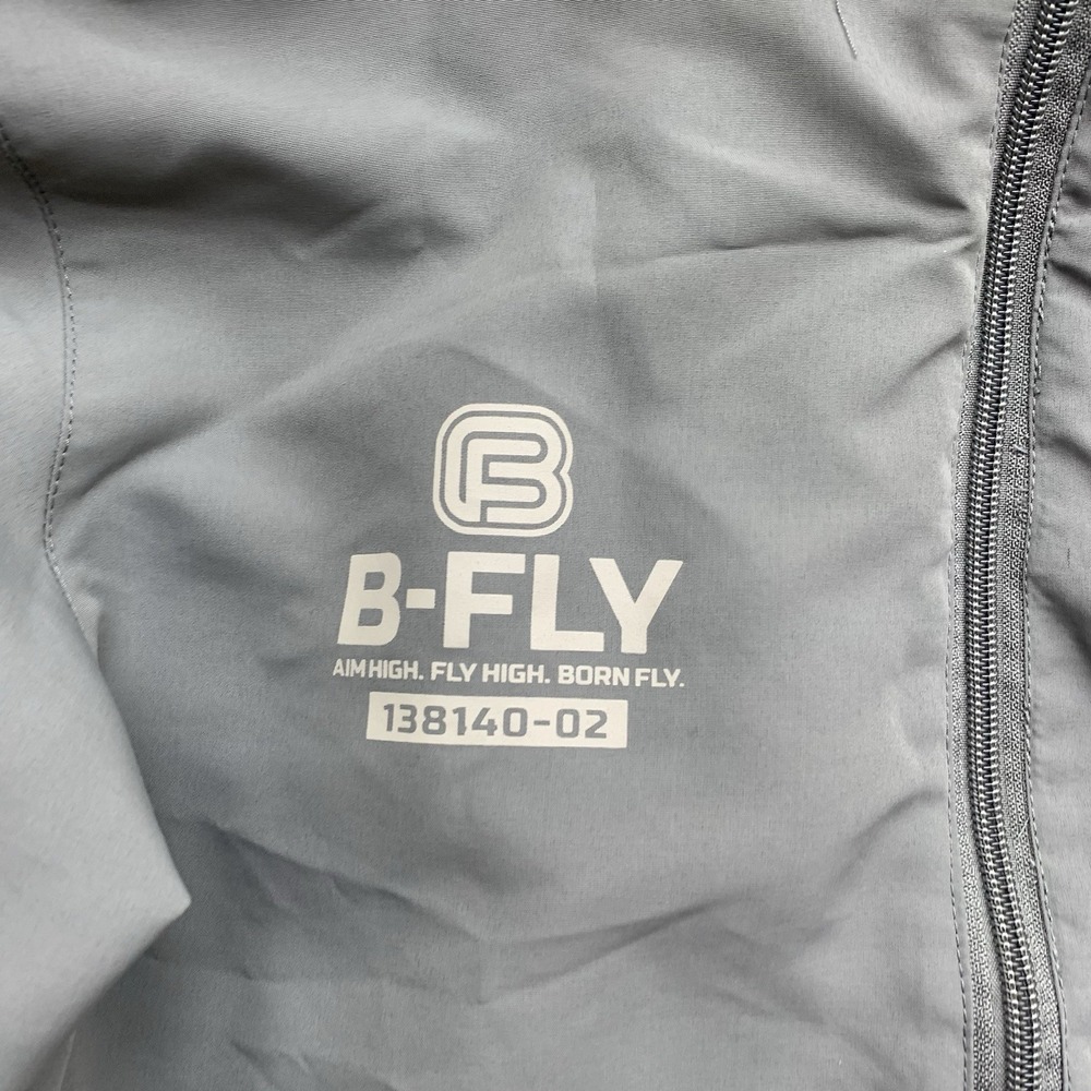 Born Fly Flight Style Windbreaker Full Zip Nylon Jacket Gray Big Kids M - Picture 3 of 11